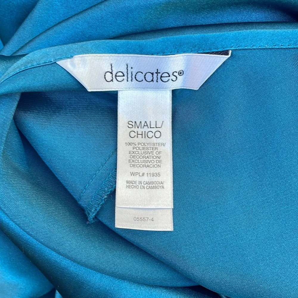 Teal Silky Lace Trim Slip Nightgown